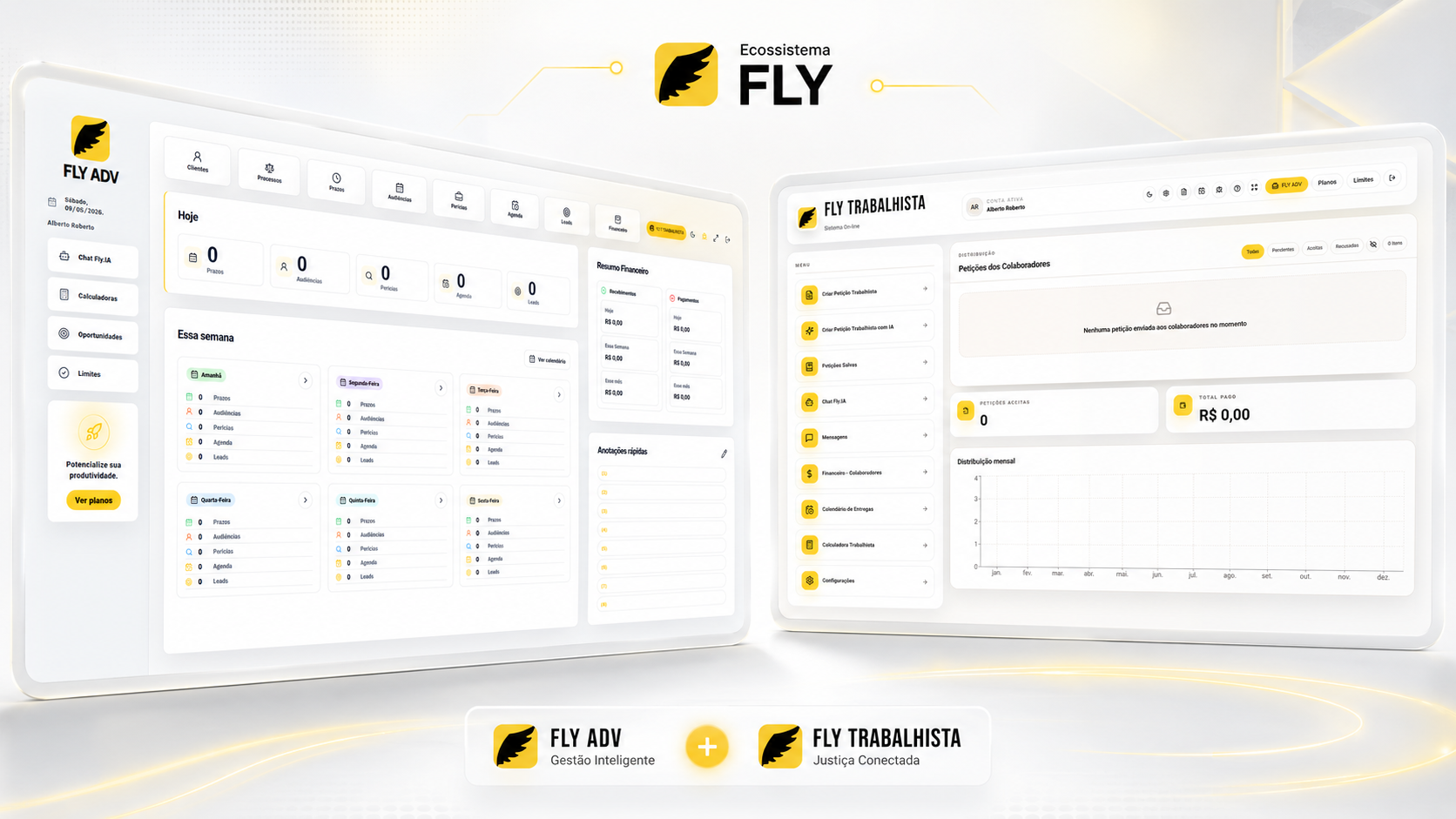 Ecossistema FLY ADV e FLY Trabalhista integrados